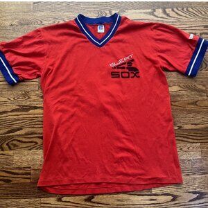 Vintage 90’s Red White Blue -Sweat Sox- USA Jersey V neck Russell Athletic #6